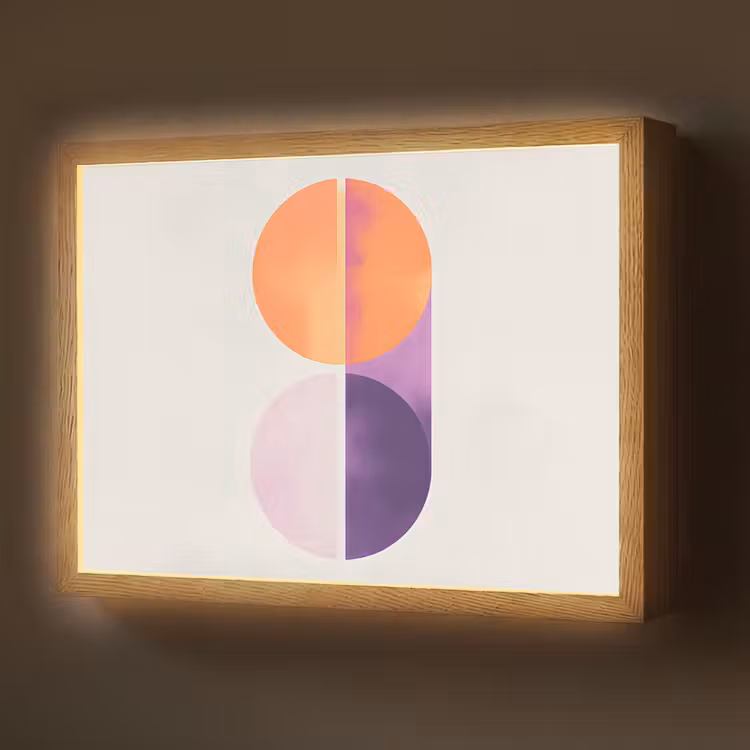 Cirkels - Abstract - Paars Light Box met batterij (Wandlamp) middel -z3d_website