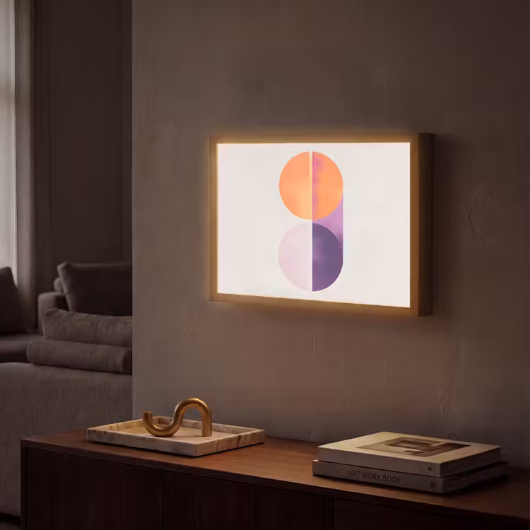 Cirkels - Abstract - Paars Light Box met batterij (Wandlamp) middel -sfeer1