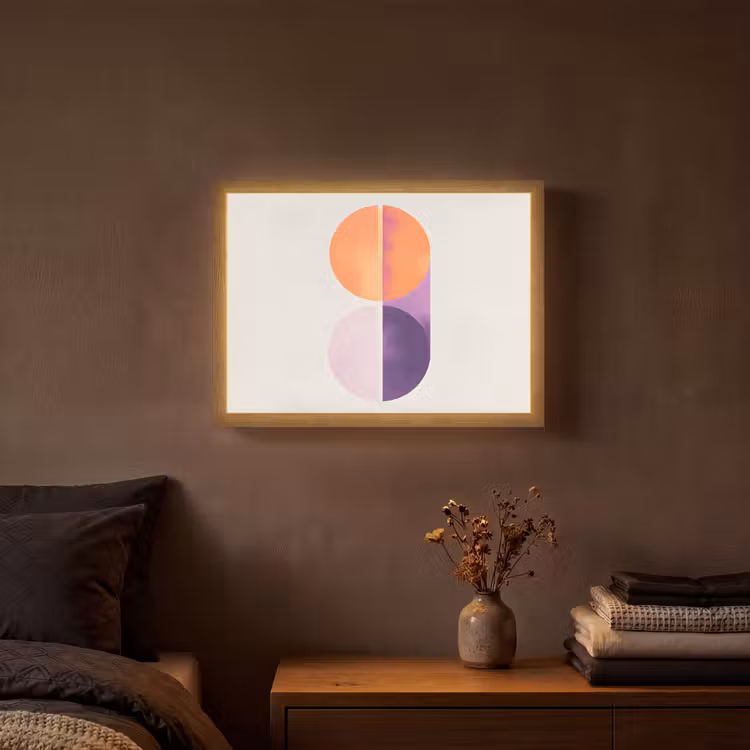 Cirkels - Abstract - Paars Light Box met batterij (Wandlamp) middel -sfeer4