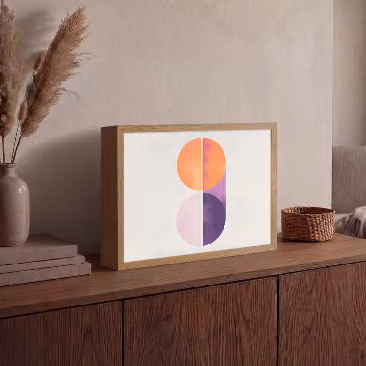 Cirkels - Abstract - Paars Light Box met batterij (Wandlamp) middel -sfeer2