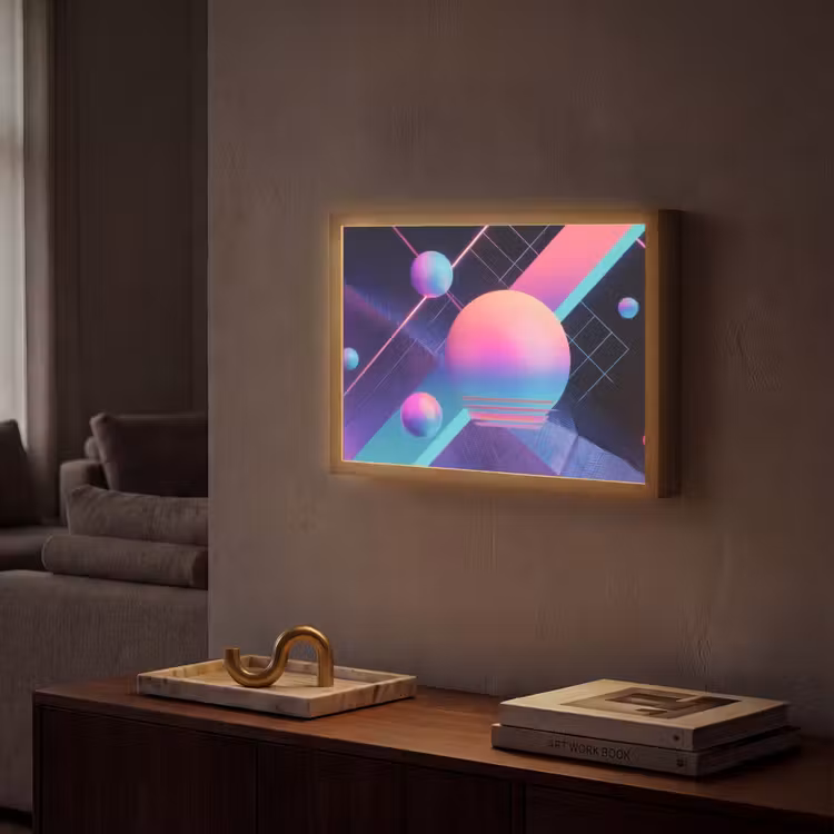 Cirkels - Vlakken - Abstract - Blauw Light Box met batterij (Wandlamp) middel -sfeer1