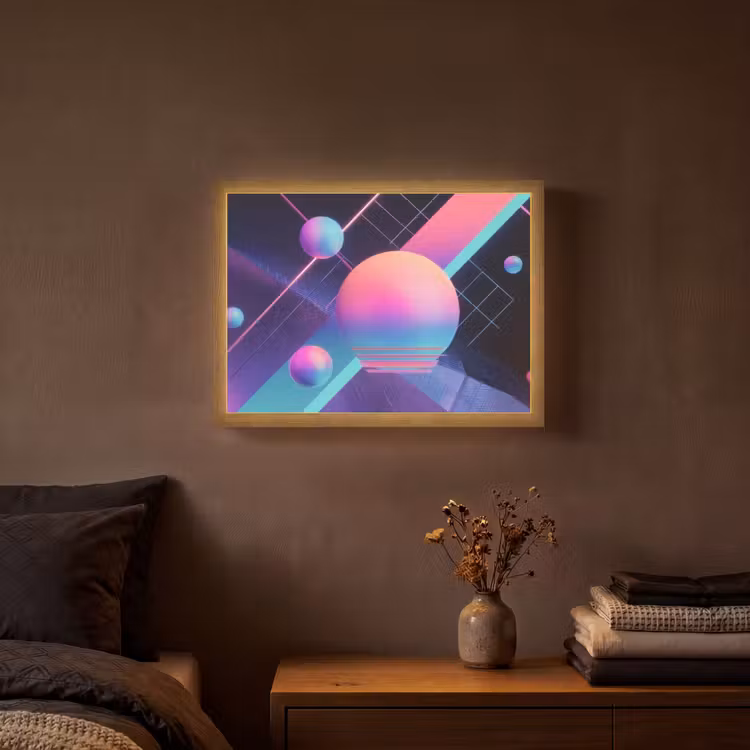 Cirkels - Vlakken - Abstract - Blauw Light Box met batterij (Wandlamp) middel -sfeer4