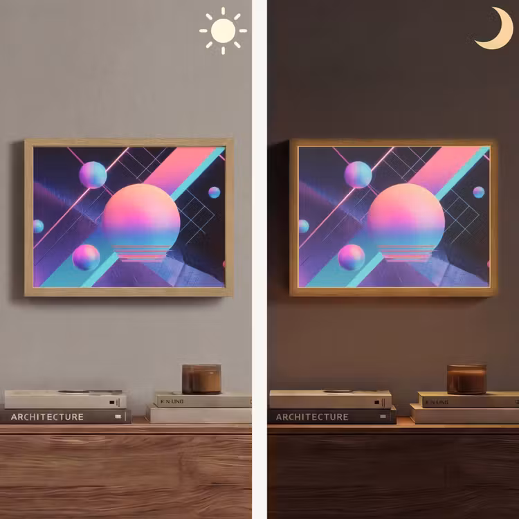 Cirkels - Vlakken - Abstract - Blauw Light Box met batterij (Wandlamp) middel -sfeer3