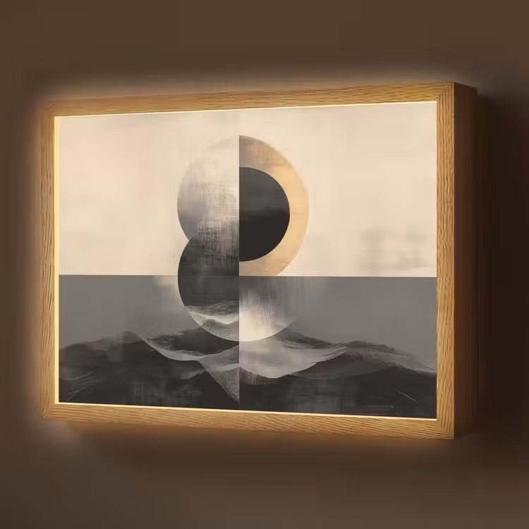 Cirkels - Schaduw - Abstract Light Box met batterij (Wandlamp) middel -z3d_website