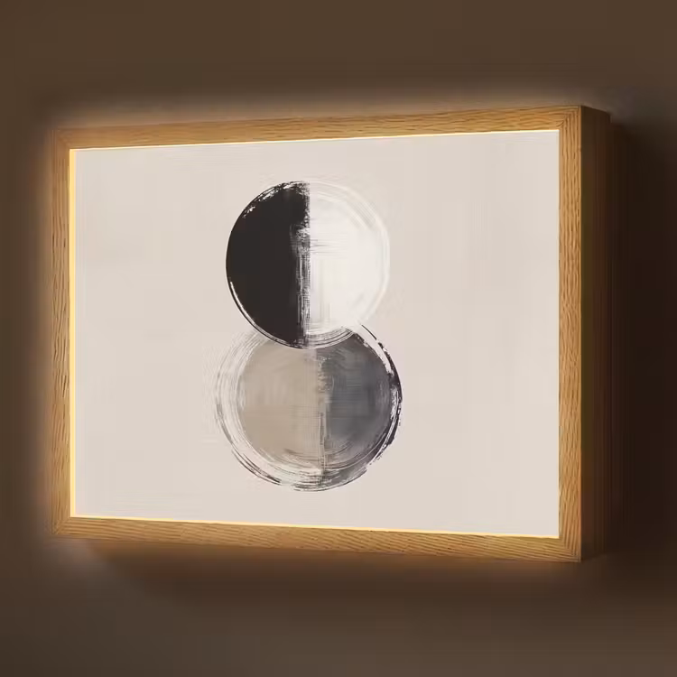Cirkels - Strepen - Minimalistisch - Zwart Light Box met batterij (Wandlamp) middel -z3d_website