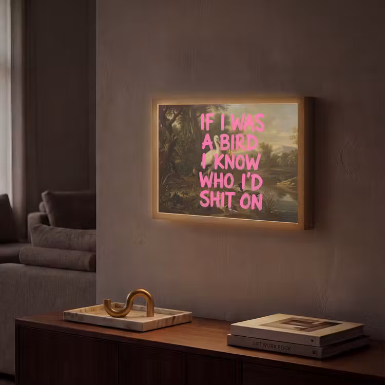 Klassiek - Humor - Roze Light Box met batterij (Wandlamp) middel -sfeer1