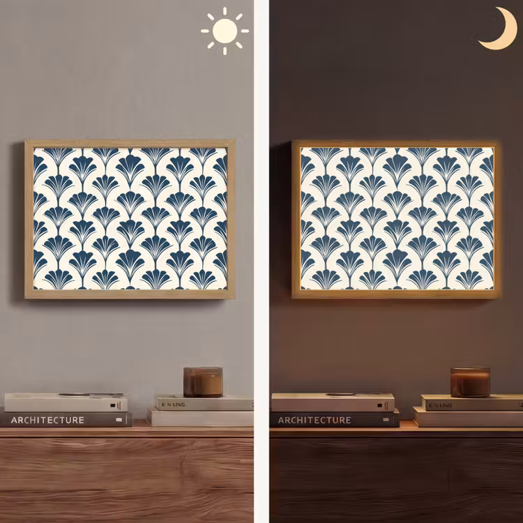 Klassiek - Motief - Blauw Light Box met batterij (Wandlamp) middel 907 -sfeer3