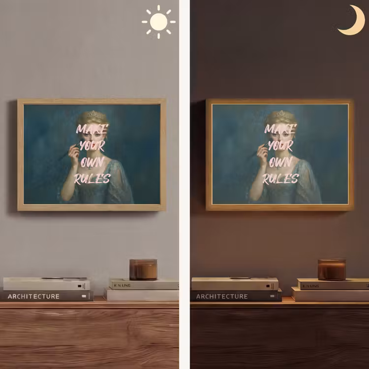 Klassiek - Sierlijk - Roze Light Box met batterij (Wandlamp) middel -sfeer3