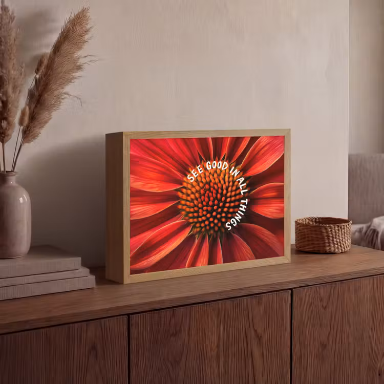 Close up - Bloem - Quote - Rood Light Box met batterij (Wandlamp) middel -sfeer2