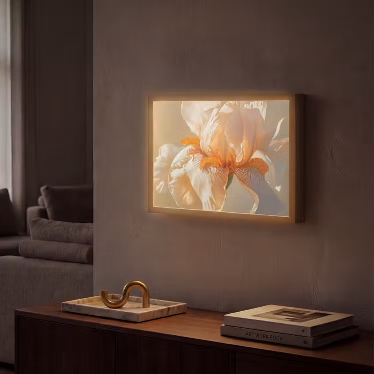 Close up - Oranje - Iris Light Box met batterij (Wandlamp) middel -sfeer1