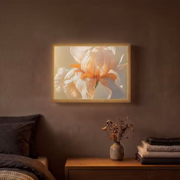 Close up - Oranje - Iris Light Box met batterij (Wandlamp) middel -sfeer4