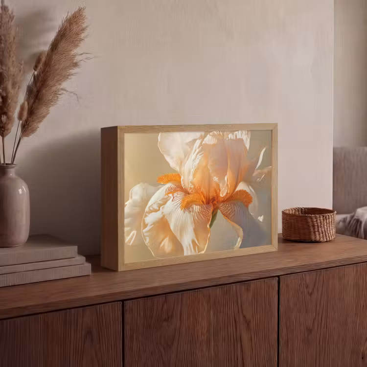 Close up - Oranje - Iris Light Box met batterij (Wandlamp) middel -sfeer2