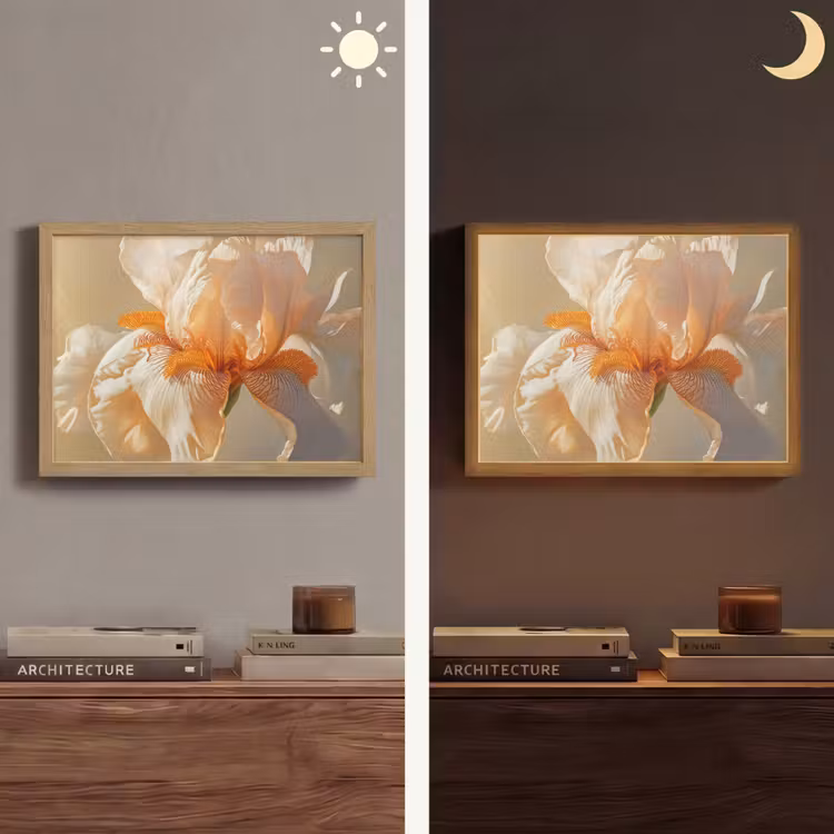 Close up - Oranje - Iris Light Box met batterij (Wandlamp) middel -sfeer3