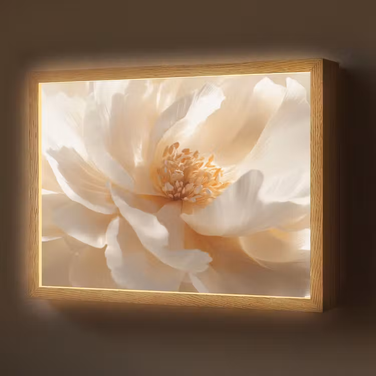 Close up - Pioenroos - Wit Light Box met batterij (Wandlamp) middel -z3d_website