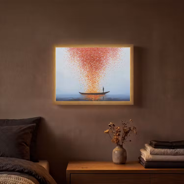 Wolk - Confetti - Boot - Wateroppervlakte Light Box met batterij (Wandlamp) middel -sfeer4