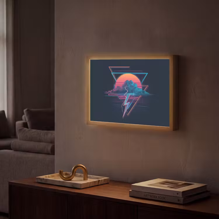 Wolk - Bliksemschicht - Driehoeken - Lijnen Light Box met batterij (Wandlamp) middel -sfeer1