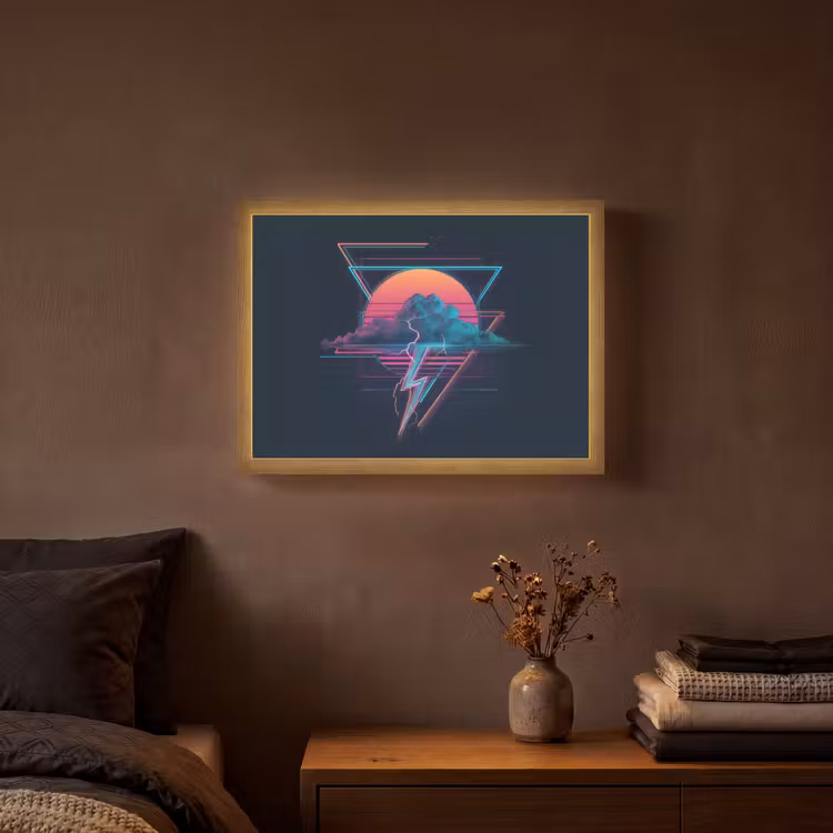 Wolk - Bliksemschicht - Driehoeken - Lijnen Light Box met batterij (Wandlamp) middel -sfeer4