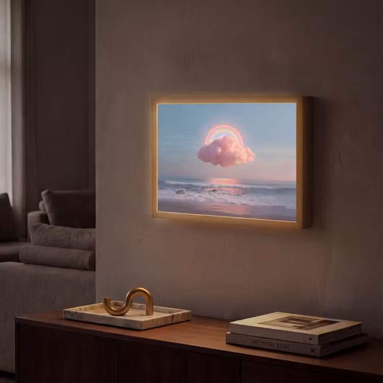 Wolk - Regenboog - Zee Light Box met batterij (Wandlamp) middel -sfeer1