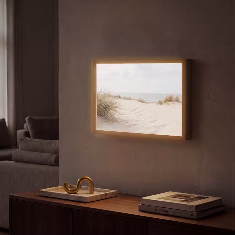 Wolken - Duinlandschap - Zand Light Box met batterij (Wandlamp) middel -sfeer1