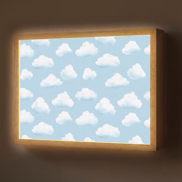 Wolken - Illustratie - Blauw Light Box met batterij (Wandlamp) middel 907 -z3d_website