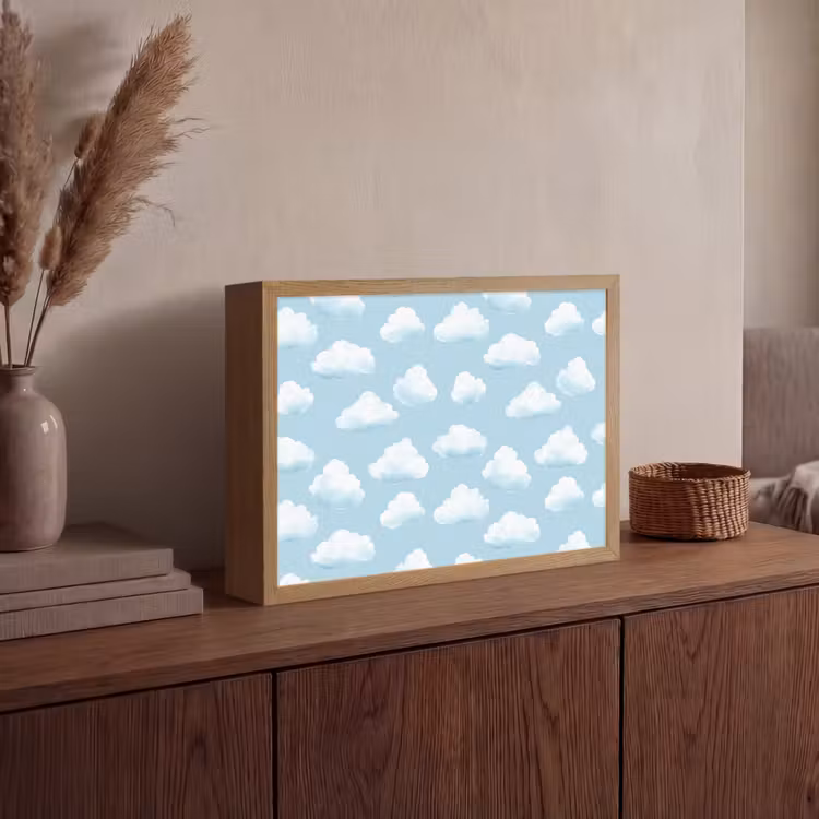 Wolken - Illustratie - Blauw Light Box met batterij (Wandlamp) middel 907 -sfeer2