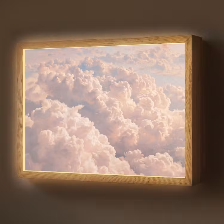 Wolken - Zonsondergang - Natuur - Pastel - Roze Light Box met batterij (Wandlamp) middel -z3d_website