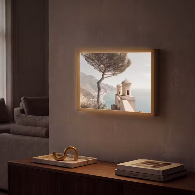 Kust - Klif - Boom - Gebouw Light Box met batterij (Wandlamp) middel -sfeer1