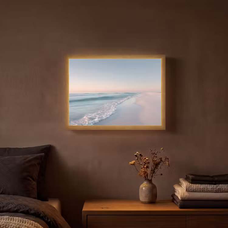 Kustlijn - Pastel - water Light Box met batterij (Wandlamp) middel -sfeer4