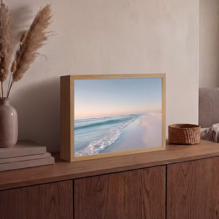 Kustlijn - Pastel - water Light Box met batterij (Wandlamp) middel -sfeer2