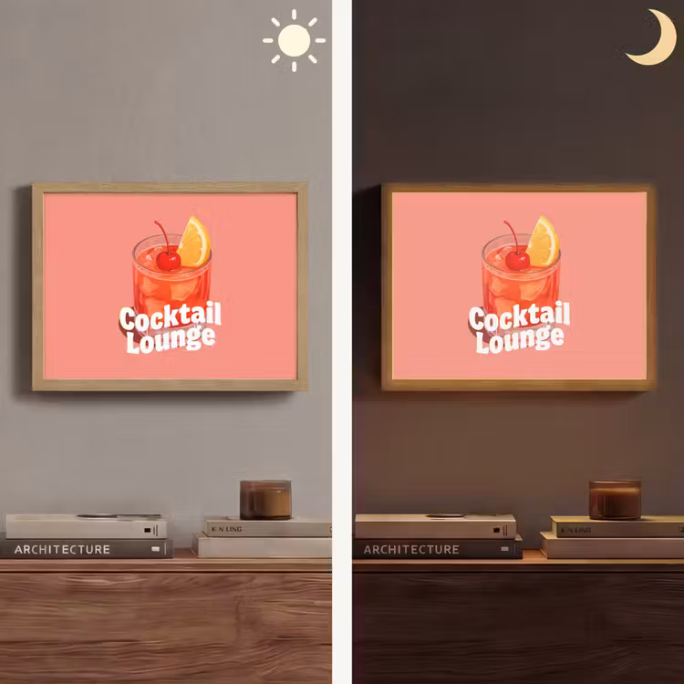Cocktail Lounge - Glas - Koraal Light Box met batterij (Wandlamp) middel -sfeer3