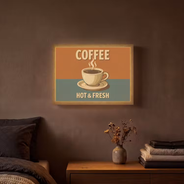 Koffie - Kop - Vintage - Quote Light Box met batterij (Wandlamp) middel -sfeer4