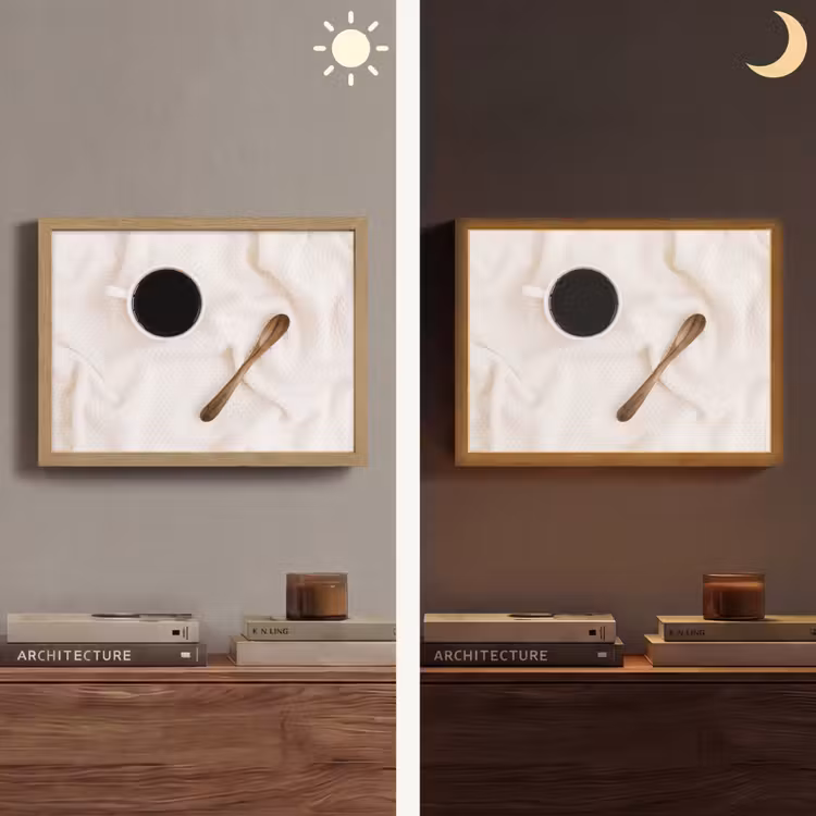 Koffie - Lepel - Mok Light Box met batterij (Wandlamp) middel -sfeer3