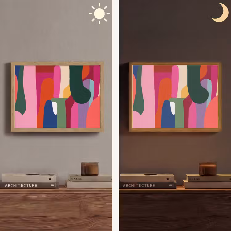 Kleurvakken - Recht - Rond - Abstract Light Box met batterij (Wandlamp) middel -sfeer3