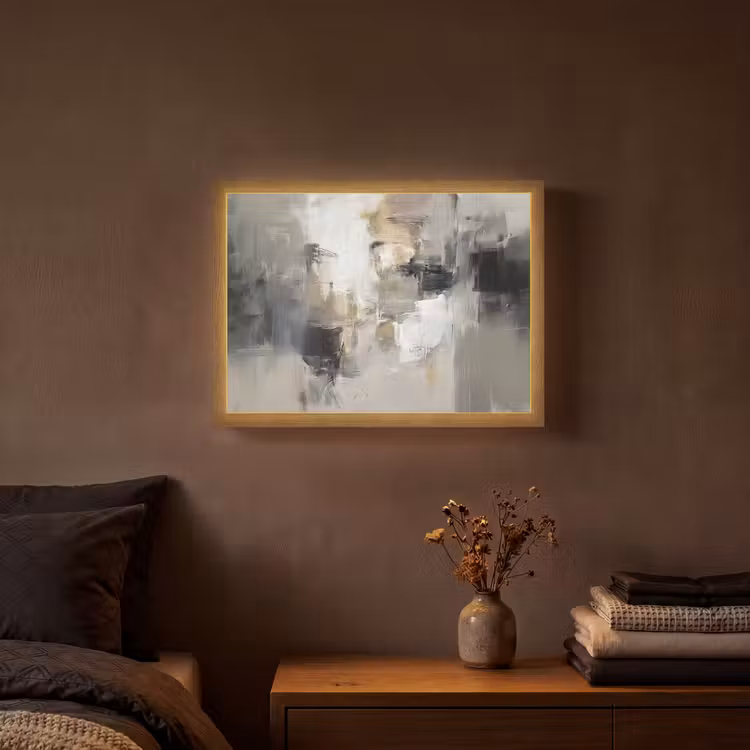 Kleurenpalet - Penseelstreken - Beige - Nevelig Light Box met batterij (Wandlamp) middel -sfeer4