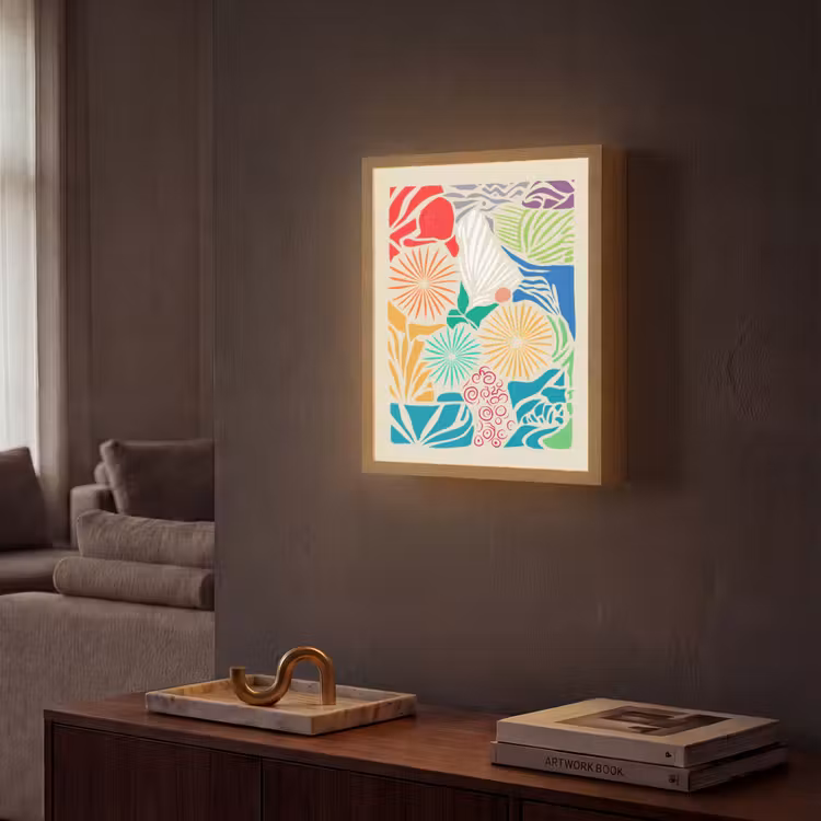 Kleurrijk - Abstract - Bloemen - Patronen Light Box met batterij (Wandlamp) middel -sfeer1