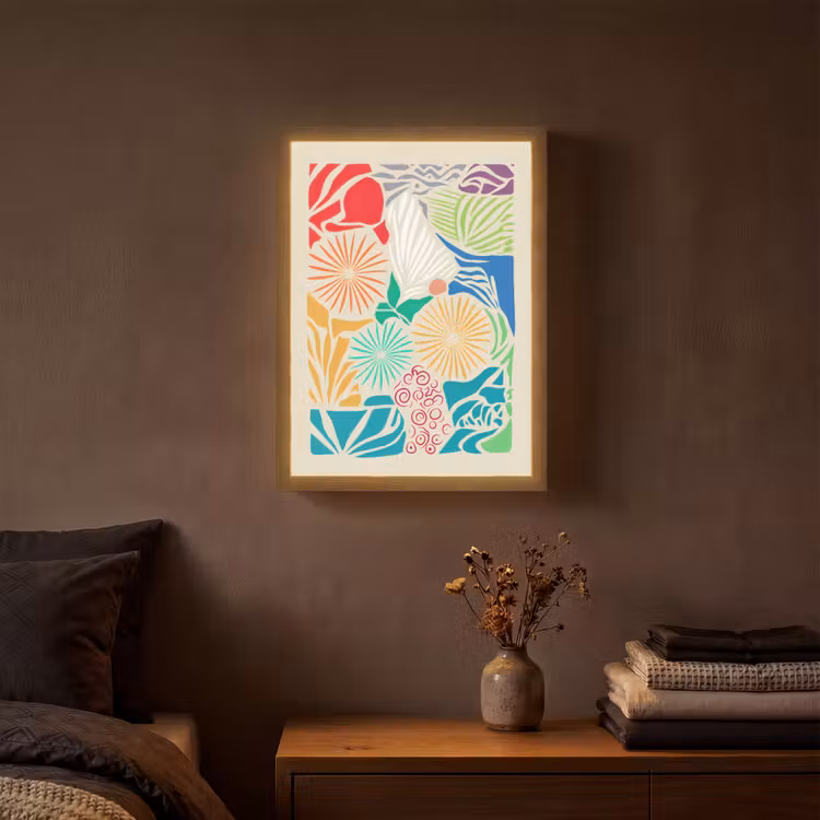Kleurrijk - Abstract - Bloemen - Patronen Light Box met batterij (Wandlamp) middel -sfeer4