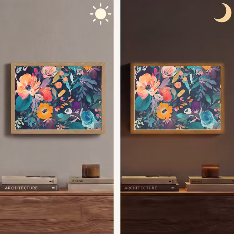 Kleurrijk - Bloemen - Kunst - Natuur - Hippie Light Box met batterij (Wandlamp) middel -sfeer3