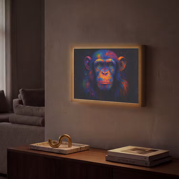 Kleurrijk - Aap - Abstract Light Box met batterij (Wandlamp) middel -sfeer1