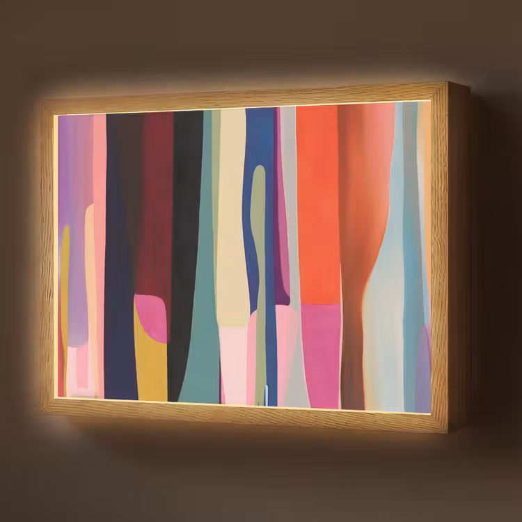 Kleurbanen - Verticaal - Kleurrijk Light Box met batterij (Wandlamp) middel -z3d_website