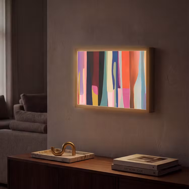 Kleurbanen - Verticaal - Kleurrijk Light Box met batterij (Wandlamp) middel -sfeer1