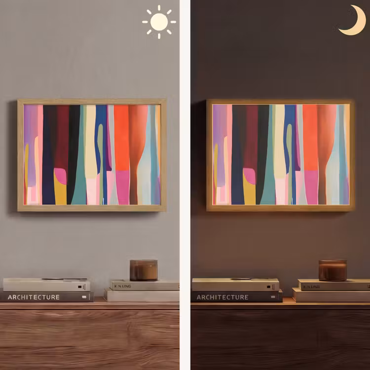 Kleurbanen - Verticaal - Kleurrijk Light Box met batterij (Wandlamp) middel -sfeer3