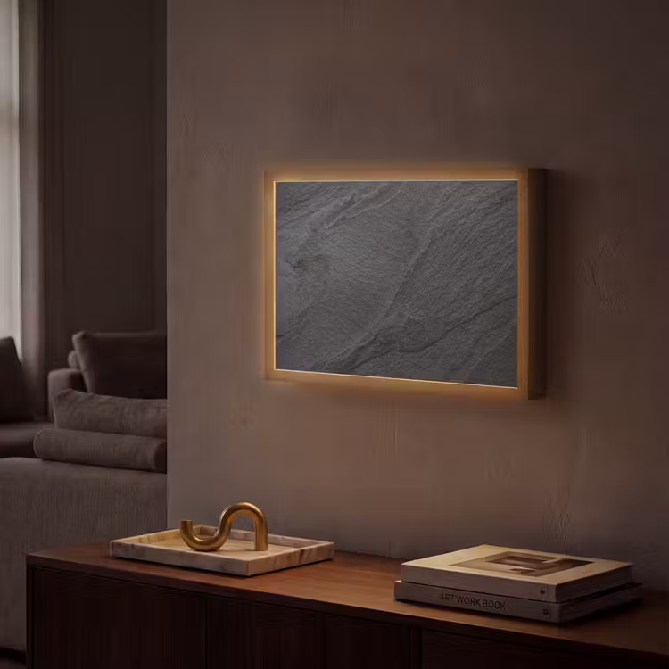 Beton - Zwart - Industrieel Light Box met batterij (Wandlamp) middel -sfeer1