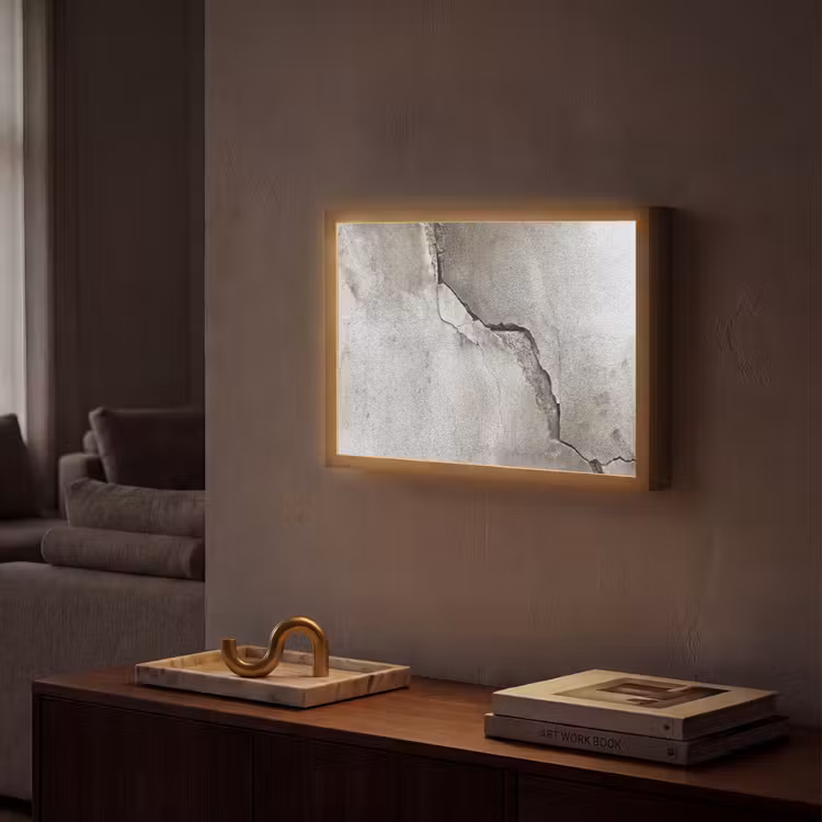 Beton - Industrieel - Grijs Light Box met batterij (Wandlamp) middel -sfeer1