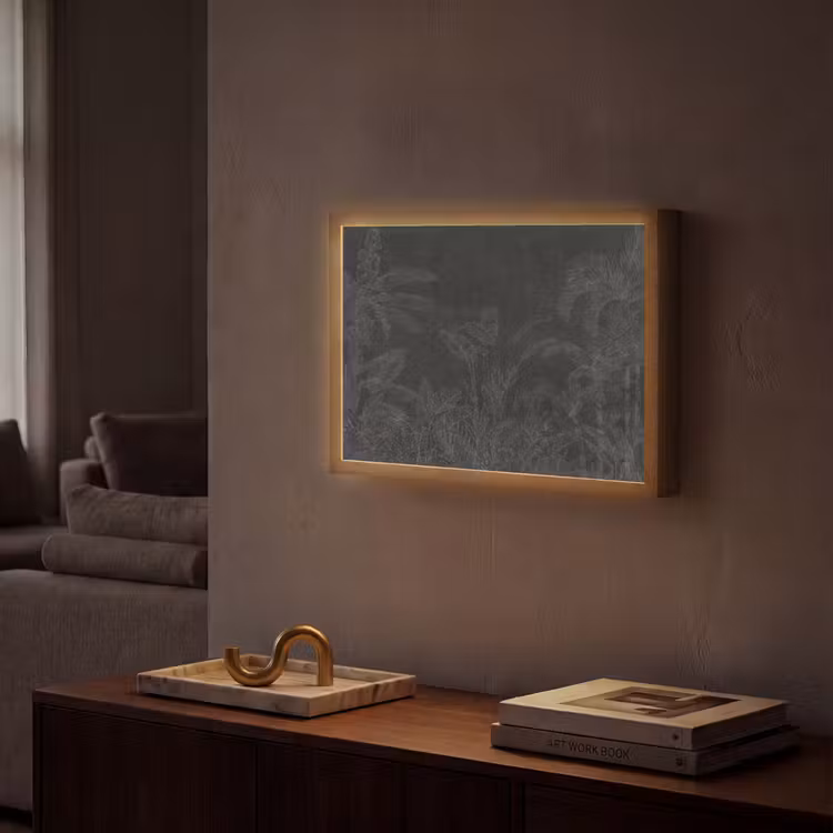Beton - Patroon - Zwart Light Box met batterij (Wandlamp) middel -sfeer1