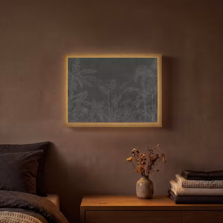 Beton - Patroon - Zwart Light Box met batterij (Wandlamp) middel -sfeer4