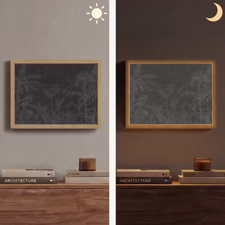 Beton - Patroon - Zwart Light Box met batterij (Wandlamp) middel -sfeer3