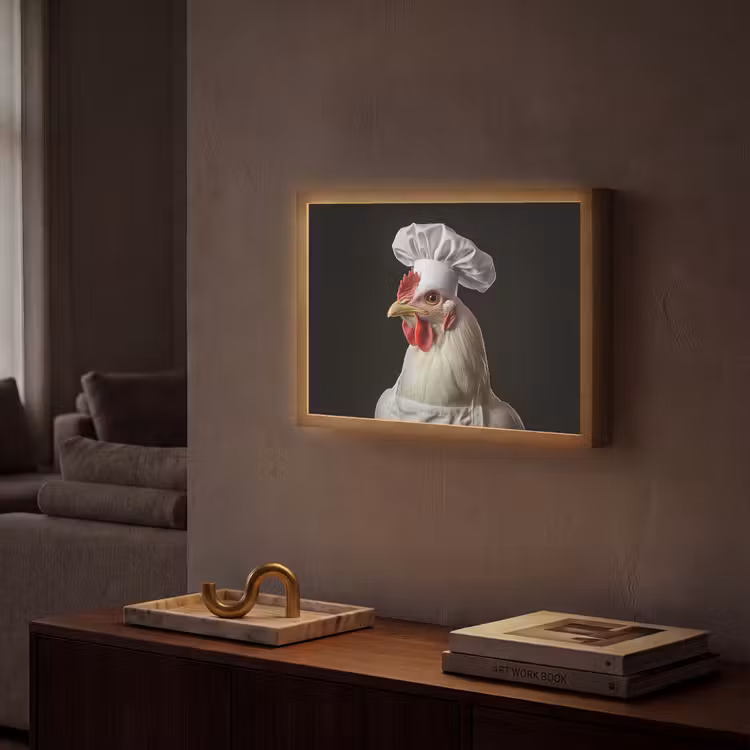 Kok - Rood - Kip Light Box met batterij (Wandlamp) middel -sfeer1