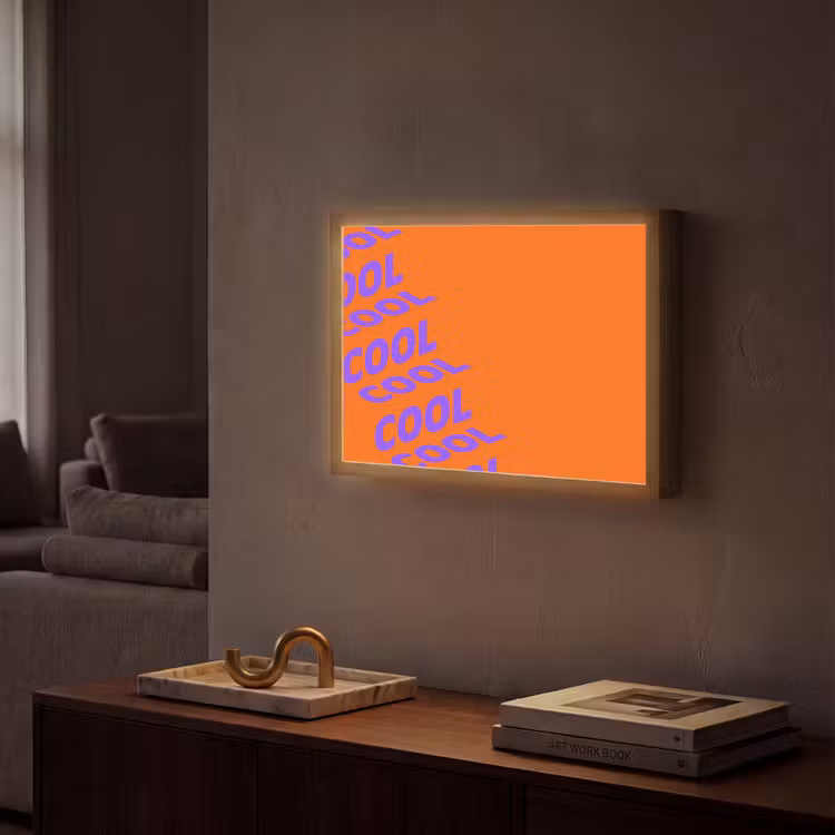 Cool - Paars - Oranje Light Box met batterij (Wandlamp) middel -sfeer1