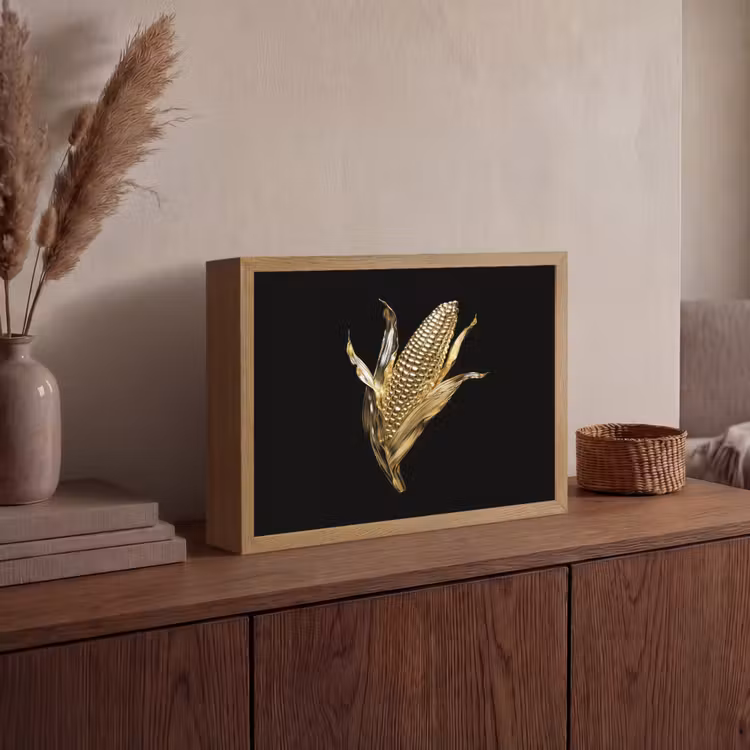 Mais - Eten - Goud - Zwart Light Box met batterij (Wandlamp) middel -sfeer2