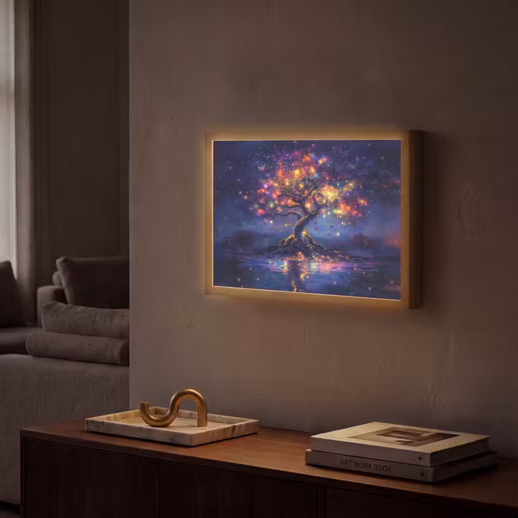 Kosmisch - lichtboom - Kerst - Kleurrijk Light Box met batterij (Wandlamp) middel -sfeer1